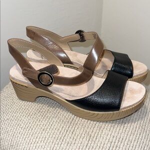 Dansko Black and Brown Women's Sandals